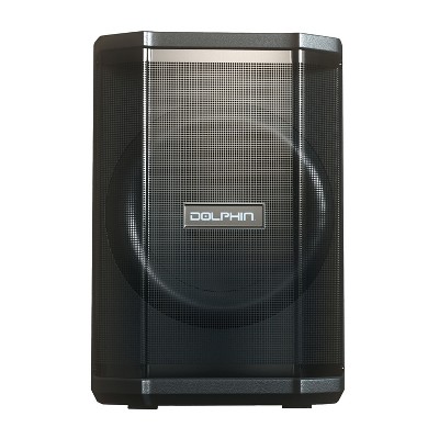 Dolphin® Audio SP-880RBT Rechargeable 8-In. Portable Bluetooth Party Speaker with Tilt Function, LED Light Ring, Wireless Mic, and Remote in Black