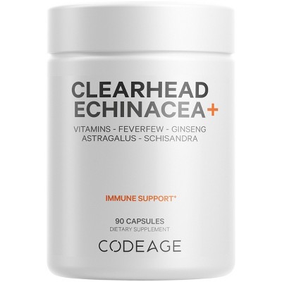 Codeage Clearhead Echinacea + Vitamin C, D3, Zinc, Feverfew, Ginseng, Probiotics Supplement - 90ct