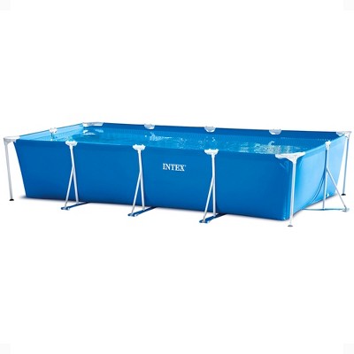 Intex Rectangular Frame Above Ground Outdoor Home Backyard Splash Swimming Pool with Flow Control Valve for Draining