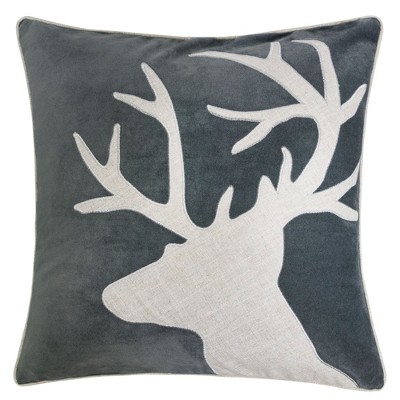 DSVIMOY Support Pillow Holiday Reindeer Velvet Accent Pillow for Festive Winter Decor, Gray, 17"*17"*10"
