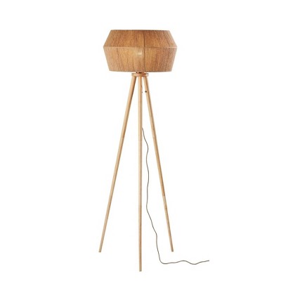 Adesso Montana Floor Lamp Natural: Modern Tripod Design, Pull Chain, UL Listed, Wood Body