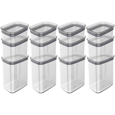 OU Airtight Food Storage Container 24pc (set of 12) BPA Free Clear Plastic Storage Container with Leak Proof Lid, Stackable Kitchen Pantry Organizer