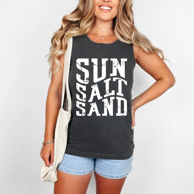 Sun Salt Sand Wavy - Womens Garment Dyed Tank