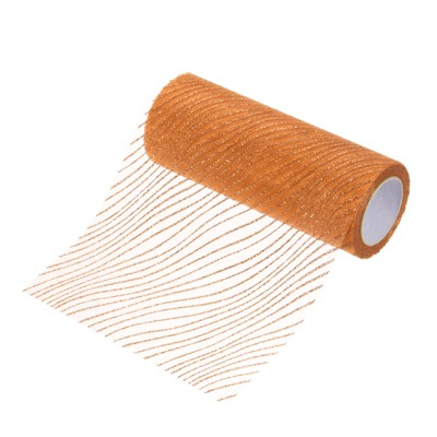 Unique Bargains Sheer Nylon Glitters Wave Mesh Decorative Ribbon Trim 6 Inch 10 Yards