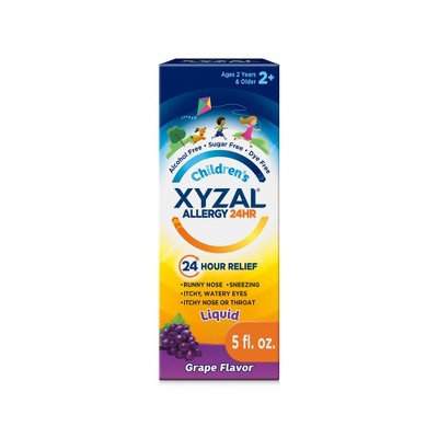 Xyzal Children's Allergy Relief Medicine Liquid - Grape Flavor -  Levocetirizine Dihydrochloride - 5 fl oz