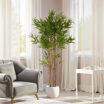 Christopher Knight Home Gael 70" Modern Indoor Artificial Bamboo with Black Plastic Pot