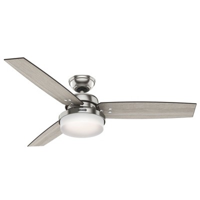 Hunter 52" Sentinel Lighted Ceiling Fan Brushed Nickel Finish with Light Grey Oak Blades - Modern Design for Any Space