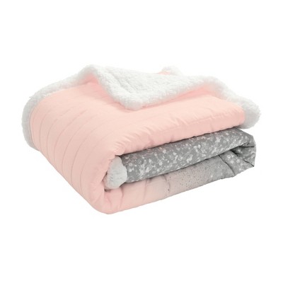 50" x 60" Glitter Ombre Metallic Print Machine Washable Faux Shearling Throw - Lush Décor