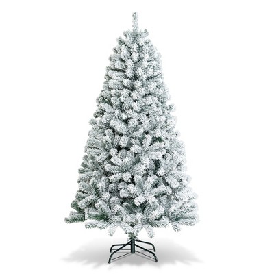 Costway 6/7.5/9 ft Snow Flocked Hinged Artificial Christmas Tree Unlit Metal