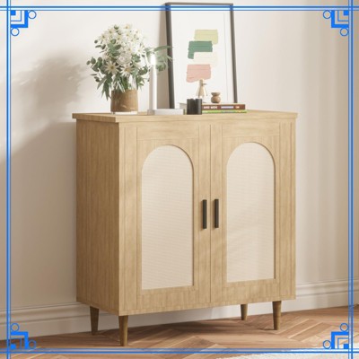 Rattan Buffet Cabinet with Storage, 30.51" Accent Console Table, Adjustable Shelves, Compact Sideboard for Entryway, Dining Room, & Kitchen