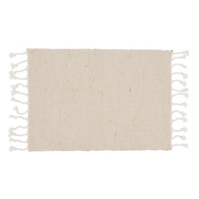 Saro Lifestyle Tasseled Cotton And Jute Placemats (Set of 4), 14"x20", Beige