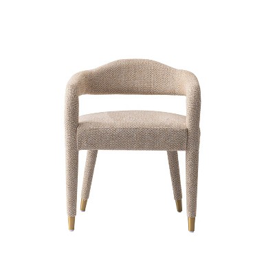 Manhattan Comfort Aspen Modern Tweed Upholstered Dining Armchair Gold Dust