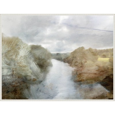 42"x32" Forest River by Dan Hobday Framed Canvas Wall Art Print White - Amanti Art: Abstract Landscape, Modern Decor, Polystyrene Frame