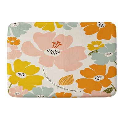 Gale Switzer Happiness Blooms Heavy Memory Foam Bath Rug - Deny Designs: Microfiber, Machine Washable, Botanical Pattern