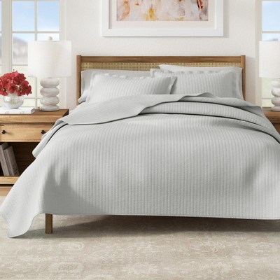 Great Bay Home Detailed Channel Stitch All-Season Reversible Quilt Set With Shams