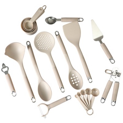 Gibson Home 20-Piece Kitchen Gadget & Tool Set – Nylon Utensils, Measuring Cups & Spoons, Can Opener, Ice Cream Scoop & More