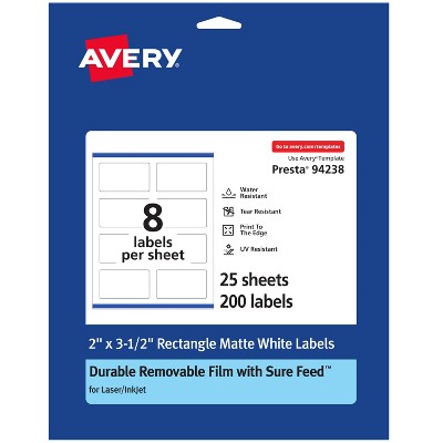 Avery Durable ID Labels with Sure Feed, 2" x 3.5"
