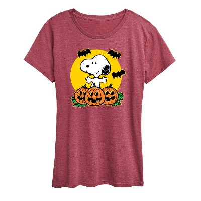 Women's - Peanuts - Snoopy Pumpkin Patch Short Sleeve Graphic T-Shirt