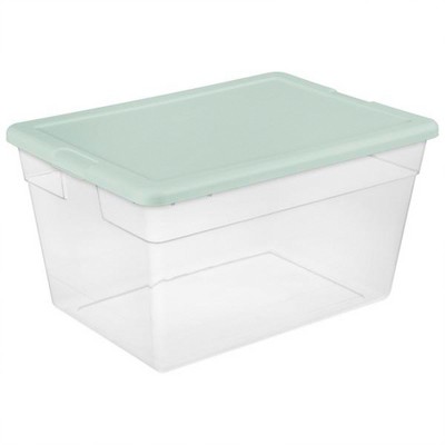 Sterilite Stackable Storage Tote Container, 56 Qt, Clear