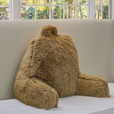 Cheer Collection Long Shaggy Hair TV, Gaming and Reading Backrest Pillow with Armrests