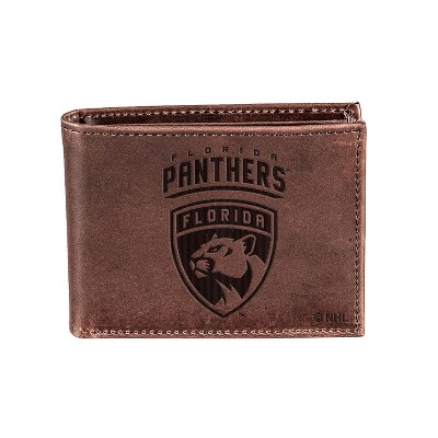 Evergreen NHL Florida Panthers Brown Leather Bifold Wallet Officially Licensed with Gift Box