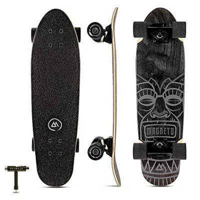 Magneto Complete Skateboard | 27.5" x 7.5", Canadian Maple Double Kick Concave Deck | For Beginners, Teens & Adults (Tiki)