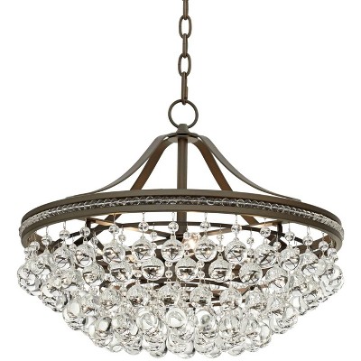 Vienna Full Spectrum Wohlfurst Bronze Pendant Chandelier 20 1/4" Wide Clear Crystal 5-Light Fixture for Dining Room House Foyer Kitchen Island Bedroom