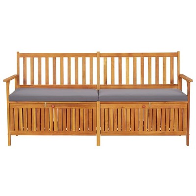 vidaXL Bench Black Solid Acacia wood 67 in Storage Bench Rectangular