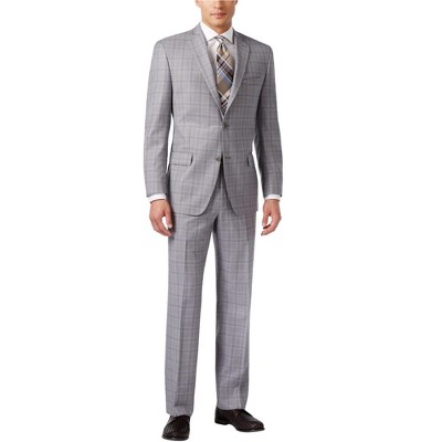 Michael Kors Mens Classic Plaid Two Button Formal Suit