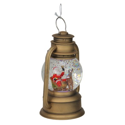 Roman 8" LED Lighted Santa and Sleigh Christmas Lantern Snow Globe