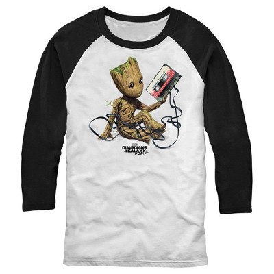 Men's Marvel Groot Tape Portrait Baseball Tee