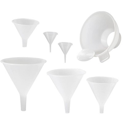 Hutzler 7 Piece Multi-Purpose Plastic Funnel Set with Mini-Funnels and Canning Funnel