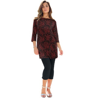 Roaman's Plus Size Cotton Ultimate Boatneck Tunic With Side Slits