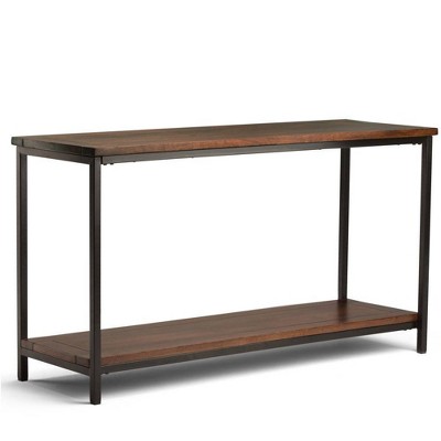 54" Rhonda Console Sofa Table Dark Cognac Brown - WyndenHall: Modern Industrial Entryway Furniture