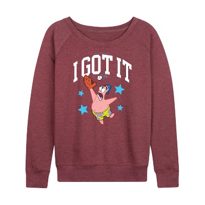 Women's - SpongeBob SquarePants - I Got It Lightweight French Terry Wide Neck Long Sleeve Graphic Shirt