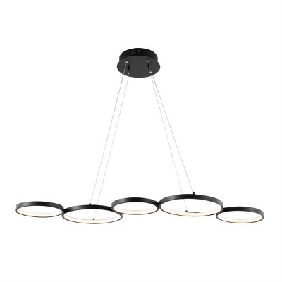40.75" 5-Light Roman Bohemian Coastal Iron Linear Integrated LED Pendant Black - JONATHAN Y: UL Listed, Dimmable, Metal Body