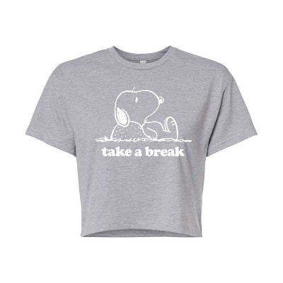 Women's - Peanuts - Take A Break Cropped Graphic T-Shirt