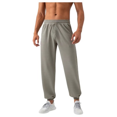 Anna-Kaci Active Men's Lightweight Textured Jogger Pants with Elastic Waist and Cuffed Ankles for Active and Casual Wear
