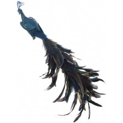Kurt Adler Clip-On Ornament for Christmas Tree, Feathered Peacock