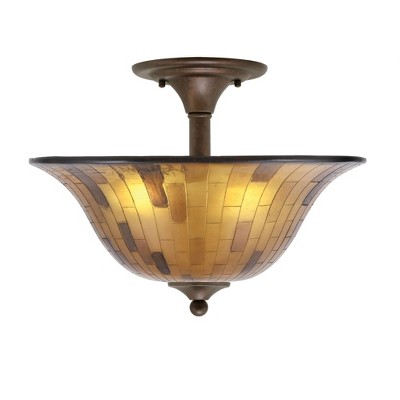 Toltec Lighting Any 2 - Light Flush Mount in  Bronze with 16" Penshell Resin Shade