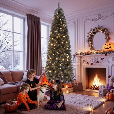 Artificial Pencil Christmas Tree with Metal Stand - Slim Holiday Decoration for Home, Office, Christmas