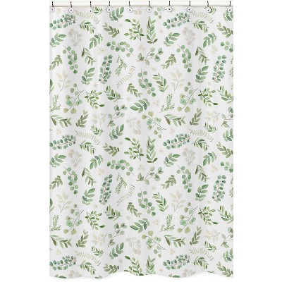 Sweet Jojo Designs Shower Curtain 72in.x72in. Botanical Green and White