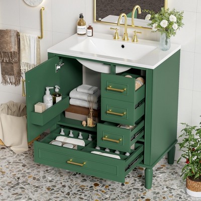 TIRAMISUBEST 30" Bathroom Vanity Set with Three Drawers, Soft Close Doors
