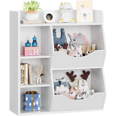 Kids Toy Storage Organizer, 5-Cubby Bookshelf, Children's Toy Shelf, Wooden Storage Cabinet for Children's Room, Kindergarten