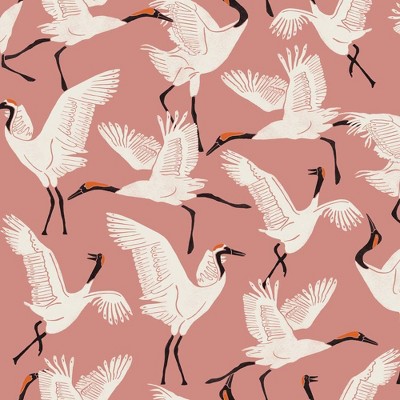 Tempaper & Co.® x Novogratz Family of Cranes Removable Peel and Stick Wallpaper, Dusty Rose, 28 sq ft: Vinyl, Self-Adhesive, Washable