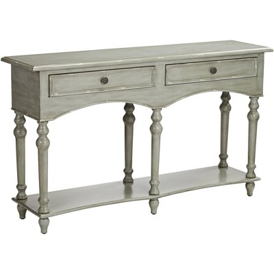 Crestview Collection Traditional Wood Rectangular Console Table 62" x 16" with Drawer Antiqued Gray Turned Legs Living Room Home