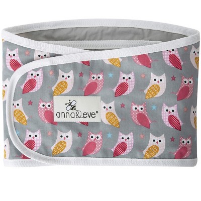 Anna & Eve - Swaddle Strap, Adjustable Arms-Only Baby Swaddle, 100% Cotton, Prevents Overheating - Large Size Fits Chest 16 to 20.5 - Owls Grey/Pink