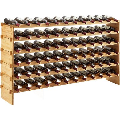 Coucheta Bamboo Wine Rack - Holds 36 Bottles, Stackable Modular Design (Natural)