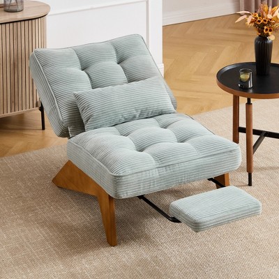 MOONMISS Comfortable Corduroy Adjustable Accent Chair and Footrest Set, Thick-Padded Lounge Chair For living room