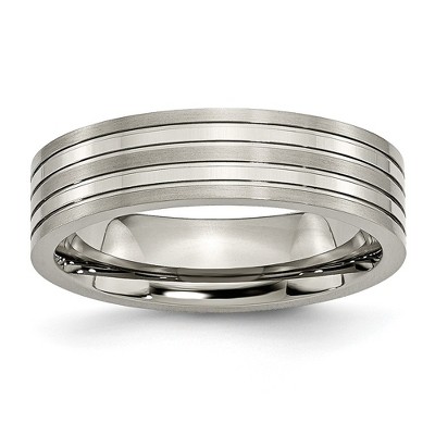 Black Bow Jewelry Titanium 6mm Grooved Multi Finished Comfort Fit Band